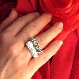 anello in argento barretta grossa goccioline. Silver ring 
