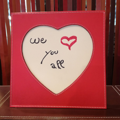 Leather photo frame red heart 