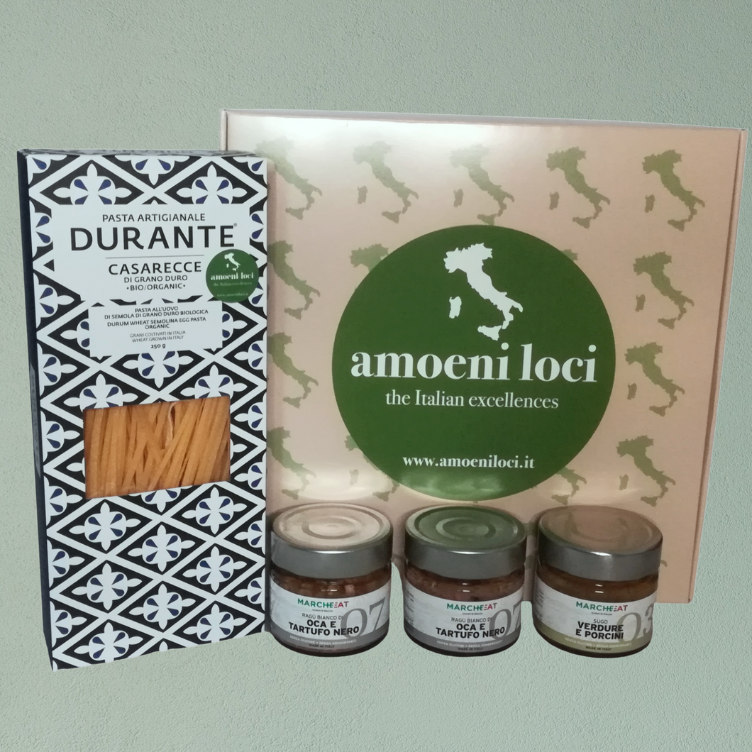 PASTA BOX MIT GANS, TRÜFFEL, GEMÜSE- UND STEINPILZE FÜR MAX. 4 PERSONEN